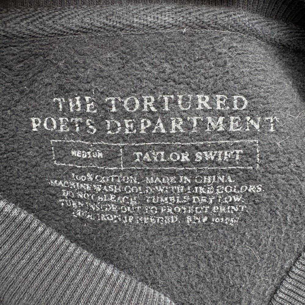 Taylor Swift Official The Tortured Poets Department Sweatshirt Medium Black‎ - Picture 5 of 8